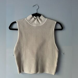 Babaton Ribbed Mock Neck Tank Top - Cream